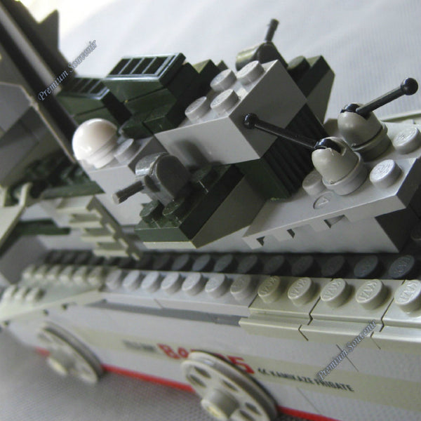 228pcs/set Cruiser Building Block Brick Army Military Ship Model Battle War Ship Navy Vessel Boat Toy Equipment Technic Designer - brickpick