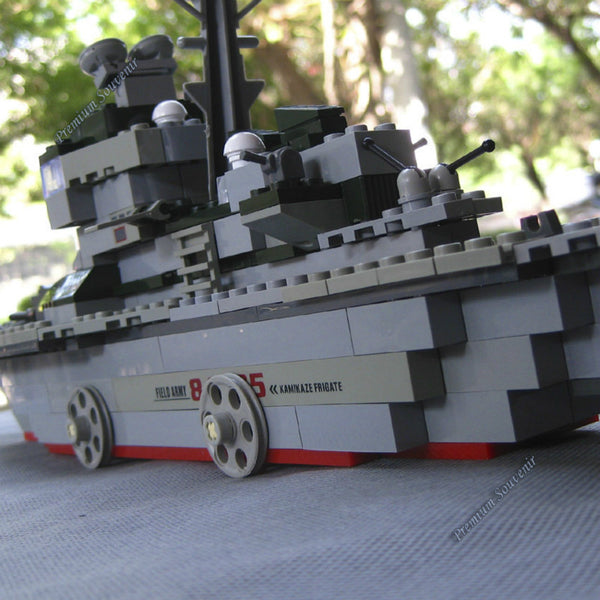 228pcs/set Cruiser Building Block Brick Army Military Ship Model Battle War Ship Navy Vessel Boat Toy Equipment Technic Designer - brickpick