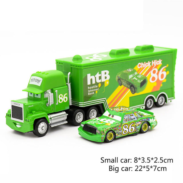 Disney Pixar Cars 2 Toys 2pcs Lightning McQueen Mack Truck The King 1:55 - brickpick